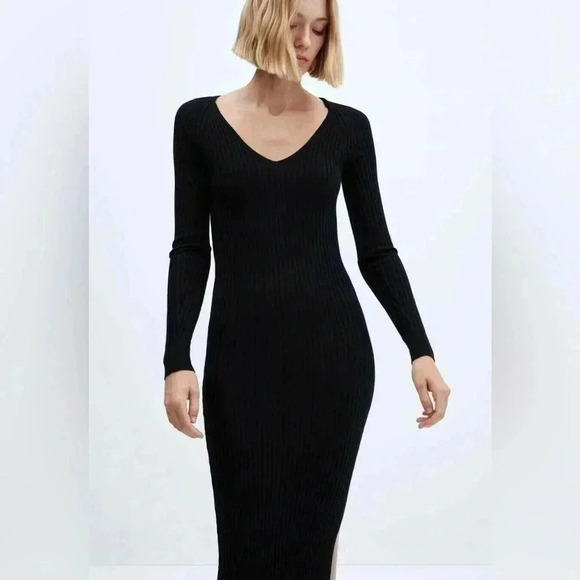 Mango Knit Goleta  Dress in Black NWT - Picture 2 of 12